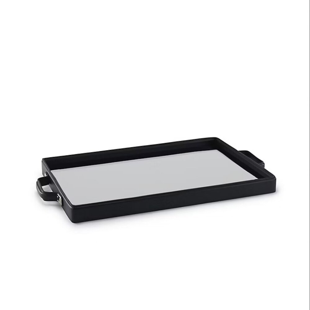 Ralph Lauren Henley Rectangle Glass Serving Tray Leather Trim